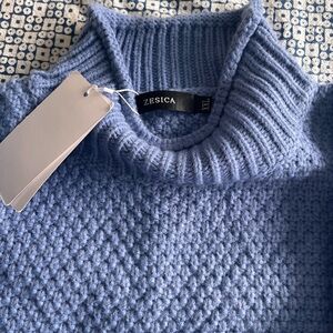 Blue mock turtleneck sweater